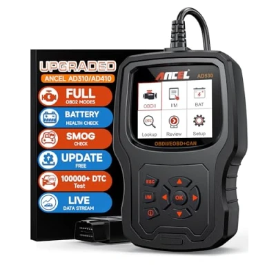 Abbildung von ANCEL AD530 OBD2 Diagnosegerät Universal Auto Deutsch Fehlercodeleser Kfz Auslesegerät Codierung mit 10 Modi Batterietest und Batterietester für Alle Autos OBD II Diagnosewerkzeuge