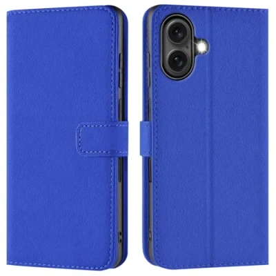 Abbildung von Verco Handyhülle für iPhone 16 Plus Hülle, Bookcase Tasche Flipcover Case [Kartenfächer/Aufstellfunktion], Blau