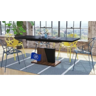 Abbildung von Mazzoni Design Couchtisch Tisch Grand Noir stufenlos höhenverstellbar ausziehbar 120 bis 180cm Esstisch (Schwarz matt/Nussbaum)
