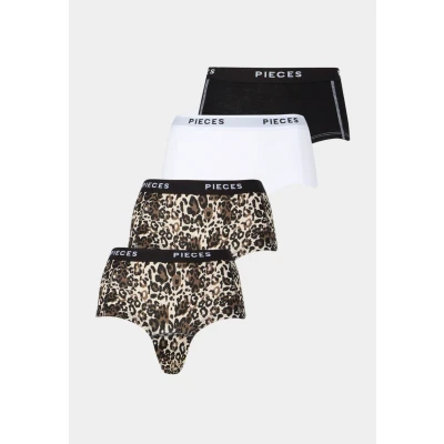 Abbildung von Pieces Pclogo LADY 4 PACK Slip, Damen, Größe: XL, Black/white