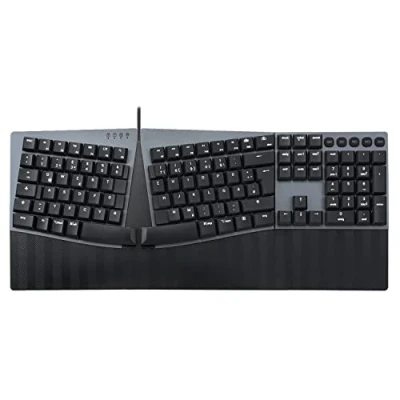 Abbildung von Perixx PERIBOARD 535BR Kabelgebundene ergonomische mechanische Tastatur Flache Tasten mit braunen Schaltern Programmierbare Funktionen Kompatibel Windows und Mac OS X Deutsche QWERTZ