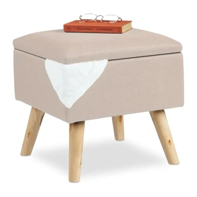 Abbildung von relaxdays Stauraumhocker Hocker mit Stauraum, Beige