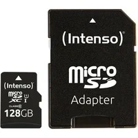 Abbildung von Intenso Premium microSDXC 128GB Class 10 UHS I Speicherkarte inkl. SD Adapter (bis zu 90 MB/s), schwarz