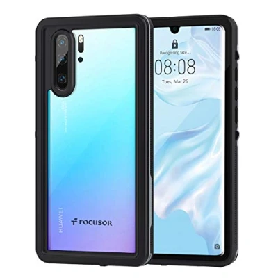Abbildung von Focusor für Huawei P30 Pro Hülle, IP68 Wasserdicht HandyHülle Schutzhülle, Stoßfest Staubdicht Outdoor Panzerhülle mit Eingebautem Displayschutz,Schwarz