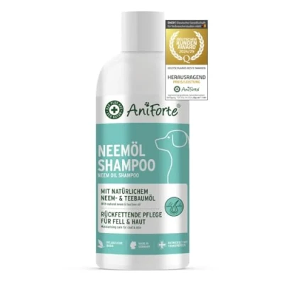 Abbildung von AniForte Neemöl Shampoo für Hunde 500ml Hundeshampoo gegen Juckreiz, Milben, Flöhe, Zecken, Hautfreundlich, Pflegend &amp; leicht kämmbar, Fellpflege Fellglanz, Angenehm im Geruch