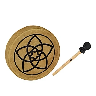Abbildung von Sonic Energy Rahmentrommel Venusblume 38 cm Schamanisches Instrument mit Büffelfell Für Meditation, Klangreisen, Percussion Inkl. Schlägel (HOD15 VF)