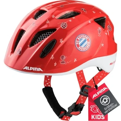 Abbildung von Alpina Kinder Leichter, Sicherer &amp; Bruchfester FC Bayern Fahrradhelm Mit Optionalen LED Licht, FCB Gloss, 45 49 cm