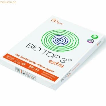 Abbildung von 5 x Mondi Multifunktionspapier Bio Top 3 A3 80 g weiß VE=500 Blatt