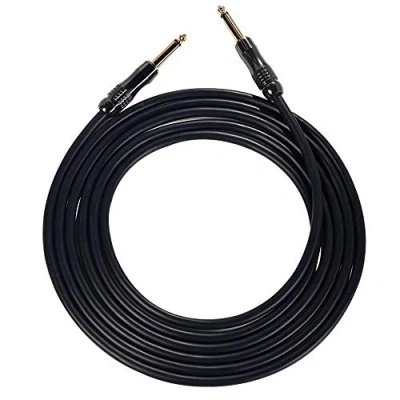 Abbildung von Rayzm Gitarrenkabel 3 Meter professionelles, geräuschloses, vergoldetes Gitarren /Basskabel für Bühne und Studio, 1/4&quot; gerades TS Mono Instrumentenkabel