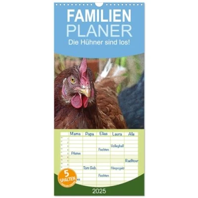 Abbildung von Familienplaner 2025 Die Hühner sind los! mit 5 Spalten (Wandkalender, 21 cm x 45 cm), CALVENDO