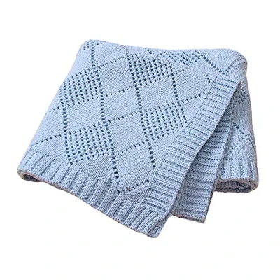 Abbildung von Strickdecke Babydecke Kuscheldecke, Surwin Mädchen und Jungen Babys Gestrickt Kinderdecke Freien Krabbeldecke Perfekt für Kinderwagen Babybett (80x100cm,Himmelblau)