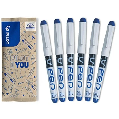 Abbildung von PILOT Pen V Pen, Tintenschreiber mit Edelstahlfeder in M, 6er Set (Blau), Blau,