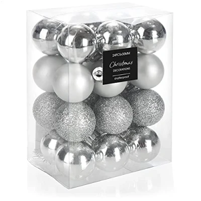 Abbildung von com four® 24x Weihnachtskugel Christbaumkugeln aus Kunststoff für Weihnachten Baumschmuck den Christbaum Christbaumschmuck