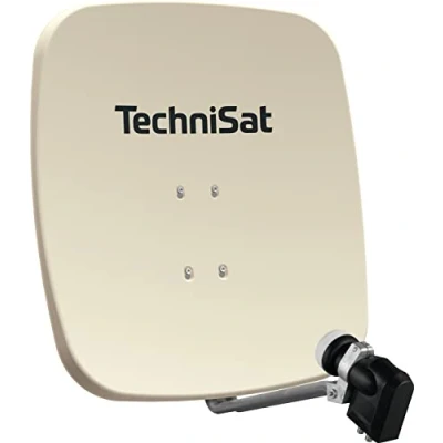 Abbildung von TechniSat SATMAN 65 PLUS Satellitenschüssel für 4 Teilnehmer (65 cm Sat Spiegel mit Masthalterung und 40mm Universal Quattro Switch LNB) beige