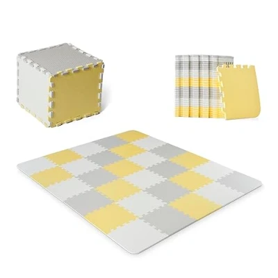 Abbildung von Kinderkraft Spielmatte LUNO, 30 Puzzleteile im Set, Erlebnismatte, Puzzlematte, Krabbelmatte, aus Schaumstoff, für Kinder ab 10 Monate, Gelb