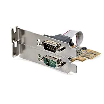 Abbildung von StarTech.com 2 Port PCI Express Serielle Schnittstellenkarte, PCIe auf RS232 (DB9), Karte/Erweiterungskarte, 16C1050 UART, COM Ret., Anschlüsse, Windows/Linux (21050 PC SERIAL LP)