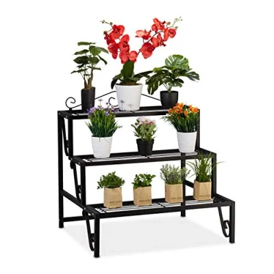 Abbildung von relaxdays Blumenständer Blumentreppe aus Metall 3 Stufen
