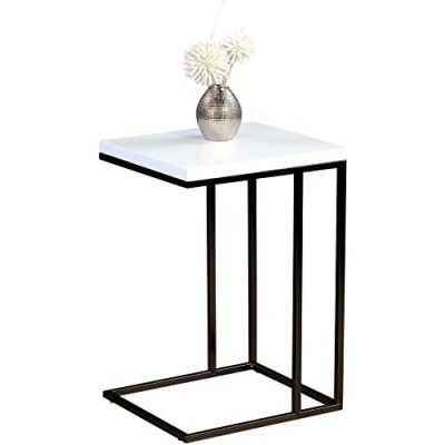 Abbildung von M2 Kollektion Beistelltisch Michi, Gestell Metall schwarz matt, Deckplatte Dekor weiß Hochglanz, 22 mm