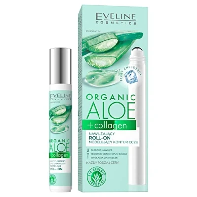 Abbildung von Eveline Cosmetics Organic Aloe + Collagen Moisturizing Roll on Modeling Eye Contour, 15 ml