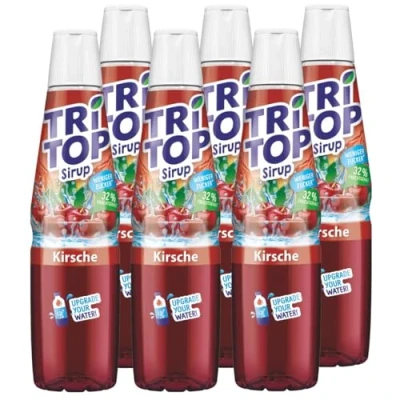 Abbildung von TRI TOP Kirsche kalorienarmer Sirup für Erfrischungsgetränk, Cocktails oder Süßspeisen wenig Zucker (6 x 600ml)