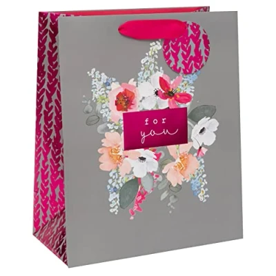 Abbildung von Glick Luxus Geschenktüte, Happy Birthday Just for You&quot;, groß, grau und rosa, Feier, Geburtstage, Hochzeiten, Jubiläen, Hauseinweihung, Danke, GLST34, mehrfarbig, Tasche groß