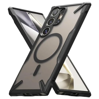 Abbildung von Ringke Fusion X Magnetic Case Kompatibel mit Samsung Galaxy S24 Ultra Hülle 6,8 Zoll, MagSafe, Stoßfest TPU Bumper und Frost Klar Handyhülle Matte Black