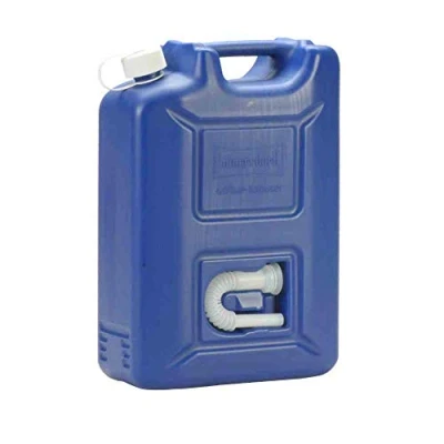 Abbildung von hünersdorff AdBlue Kanister 20 l, ideal zur Betankung an PKW Zapfsäulen, Mehrwegkanister mit Auslaufrohr, passt in Tankstutzen, unbefüllt, Blau/ Weiß