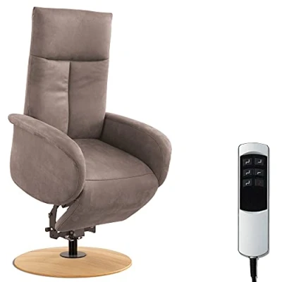 Abbildung von CAVADORE TV Sessel Juba mit Akku / Fernsehsessel Aufstehhilfe + elektrisch verstellbarer Relaxfunktion 2 E Motoren 75 x 112 82 Lederoptik, Hellbraun