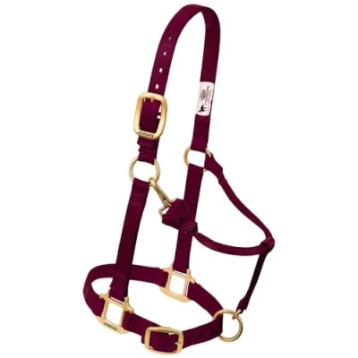 Abbildung von Weaver Leather Original Verstellbares Kinn und Kehlkopfschnapphalfter Größe L, Rot (Burgandy)