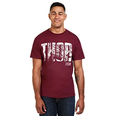 Abbildung von Marvel Herren Thor Text T Shirt, Rot (Garnet Gar), (Herstellergröße: Large)