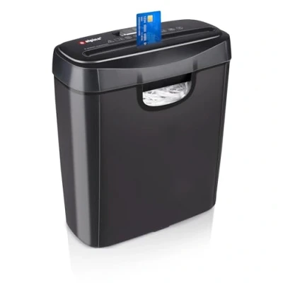 Abbildung von alpina Aktenvernichter 190W Papierschredder Kreditkarten Papier Schredder Geräte im Streifen mit Auffangbehälter Überhitzungsschutz 29 x 14 32,5 cm Schwarz