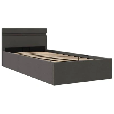 Abbildung von vidaXL Stauraumbett Hydraulisch mit LED Polsterbett Einzelbett Bett Schlafzimmerbett Stoffbett Bettrahmen Bettgestell Stauraum Dunkelgrau 100x200cm