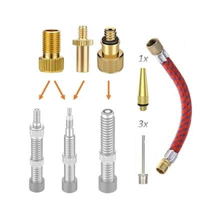 Abbildung von Manovella 8X Ventil Adapter für AV/DV, SV/AV, SV/DV, DV/AV, Ballnadel, Ventilverlängerung, Luftmatratze Sclaverand Französisch Dunlop Schrader Autoventil