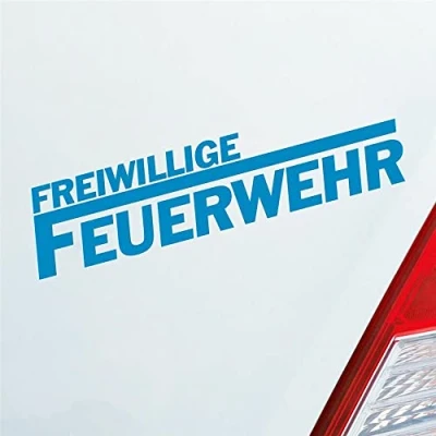 Abbildung von Auto Aufkleber Freiwillige Feuerwehr langes F Leben 19,5x4,5 cm Hellblau Sticker Heckscheibenaufkleber