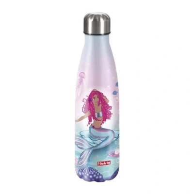 Abbildung von Step by Isolierte Edelstahltrinkflasche „Mermaid Lola rosa blau, Meerjungfrau, für kohlensäurehaltige Getränke, auslaufsicher, Schraubverschluss, 100% recycelbar, Schule &amp; Freizeit, 0,5 L
