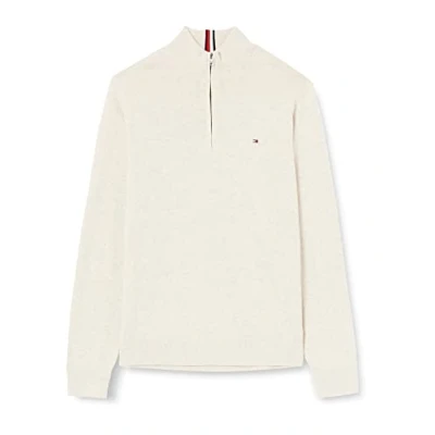 Abbildung von Tommy Hilfiger Herren PIMA ORG CTN Cashmere Zip Mock MW0MW28049 Halbzip Sweater, Beige (Heathered Oatmilk), 3XL