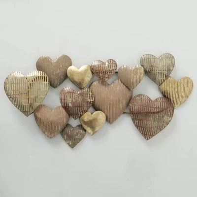 Abbildung von BOLTZE GRUPPE GmbH Wanddekoobjekt Herzen Wandobjekt Eisen rost gold beige B 90 cm