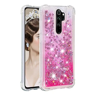 Abbildung von KBIKO zxl Kompatibel mit Xiaomi Redmi Note 8 Pro Glitzer Flüssig Hülle, Handyhüllen Flüssigkeit Wasserfall Farbverlauf Sternen Transparent Bumper Schutzhülle für Pro.Pink YBL