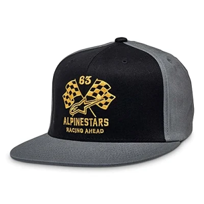 Abbildung von Alpinestars, Double Check Flatbill Hat, Baseball Kappe, Schwarz/Holzkohle/Gelb, S/M, Mann