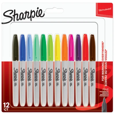 Abbildung von Sharpie Permanent Marker Fine Point Assorted Colours 12pc