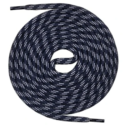 Abbildung von Mount Swiss runde Schnürsenkel für Wanderschuhe, Trekkingschuhe und Arbeitsschuhe extra reißfest ø 5 mm Farbe Dunkelblau Grau m3 Länge 180cm