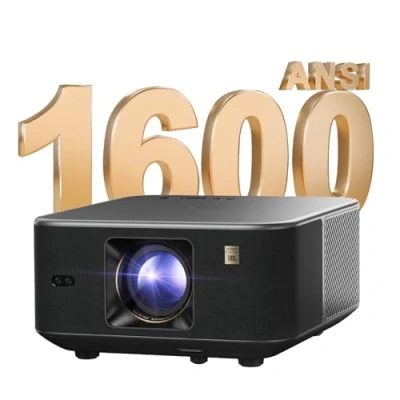 Abbildung von Yaber K3 Smart Beamer 【1600 ANSI &amp; Google TV Sound by JBL】 Tageslicht mit WiFi 6 Bluetooth, Handy Projektor für Heimkino&amp;Outdoor, Auto Bildeinstellung, Netflix 7000+ Apps (Silbergrau)