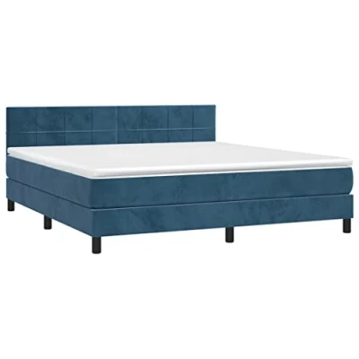 Abbildung von vidaXL Boxspringbett mit Matratze Doppelbett Polsterbett Bett Hotelbett Bettrahmen Bettgestell Lattenrost Schlafzimmerbett Dunkelblau 160x200cm Samt