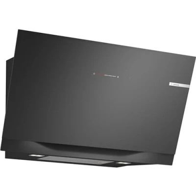 Abbildung von Bosch DWJ91LT60, Serie 8, Smarte Dunstabzugshaube, 90 cm, Klarglas schwarz bedruckt, Extrem Leise Wandesse, Made in Germany, Steuerung über Kochfeld, Einstellbare Farbtemperatur, PerfectAir Sensor