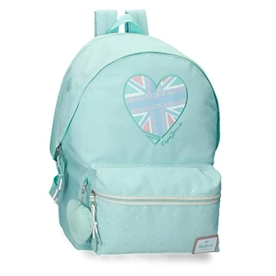 Abbildung von Pepe Jeans Nerea Laptop Rucksack mit zwei Fächern, 15,6 Zoll, Blau, 31 x 44 15 cm, Polyester, 23,87 l