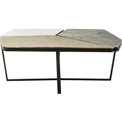 Abbildung von Kare Design Couchtisch Patches, Bronze/Anthrazit/Grauweiß, Beistelltisch, Wohnzimmertisch, Stahl Gestell, Aluminium Tischplatte, 38x103x102 cm (H/B/T)