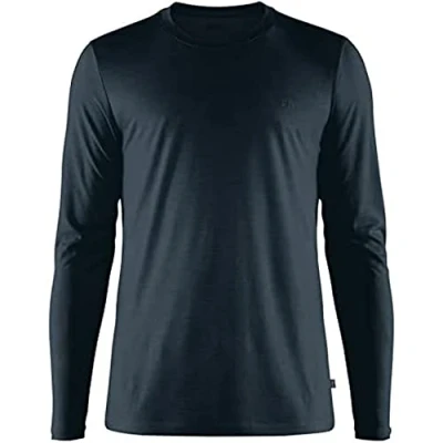 Abbildung von Fjällräven Abisko Wool LS M Herren Longsleeve (Dunkelblau ) Kletterbekleidung