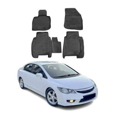 Abbildung von OMAC 3401444 Fußmattensatz Gummi, TPE (thermoplastischer Elastomer) 4 schwarz HONDA: CIVIC 8 Hatchback