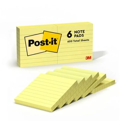 Abbildung von Post it 6306PK Haftnotiz Notes, liniert, 76 x mm, 6 Blöcke a 100 Blatt, gelb