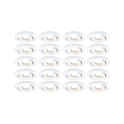 Abbildung von Paulmann LED Einbauleuchte in Weiß matt 20x 4,8W 9000lm, keine Angabe, Leuchtmittel enthalten: Ja, fest verbaut, LED, warmweiss, Einbaustrahler